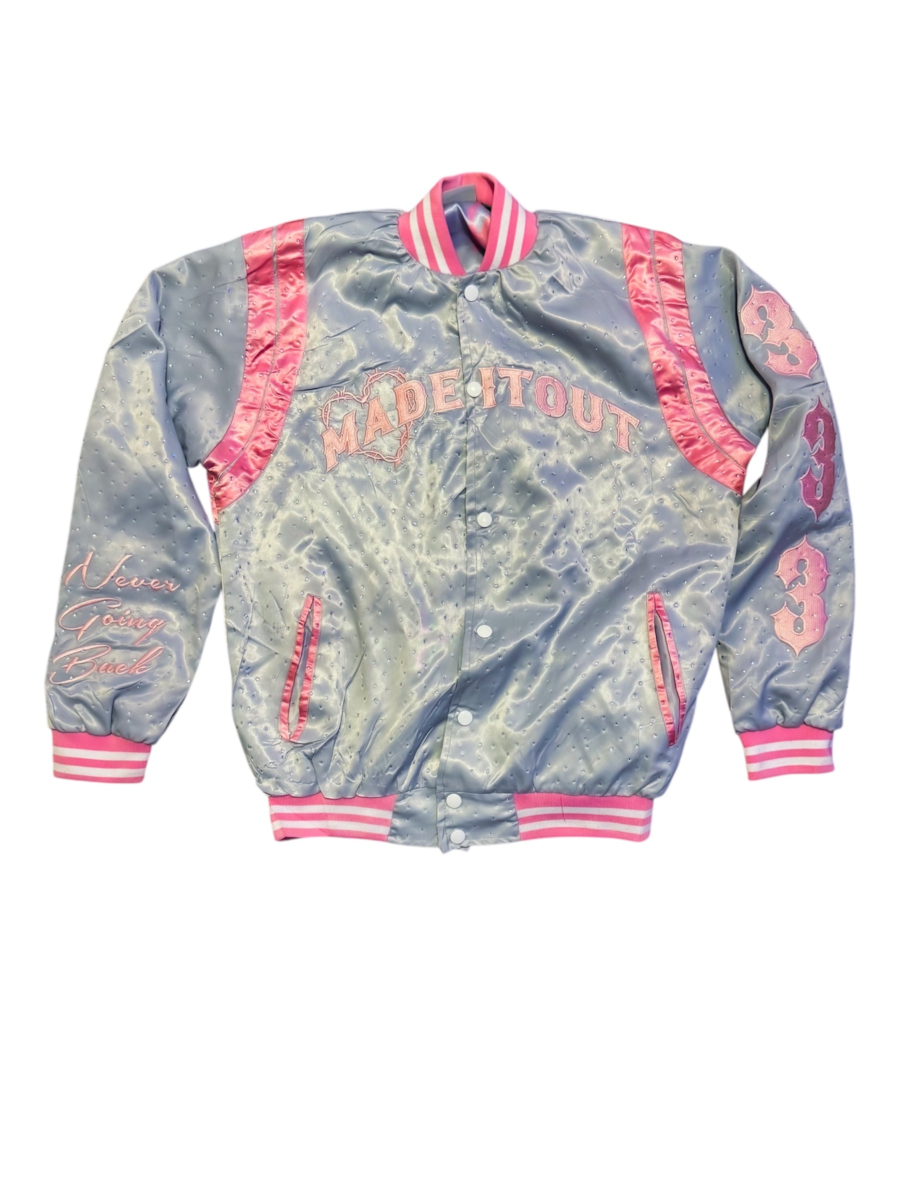Silver/Pink Mafia Varsity Jacket